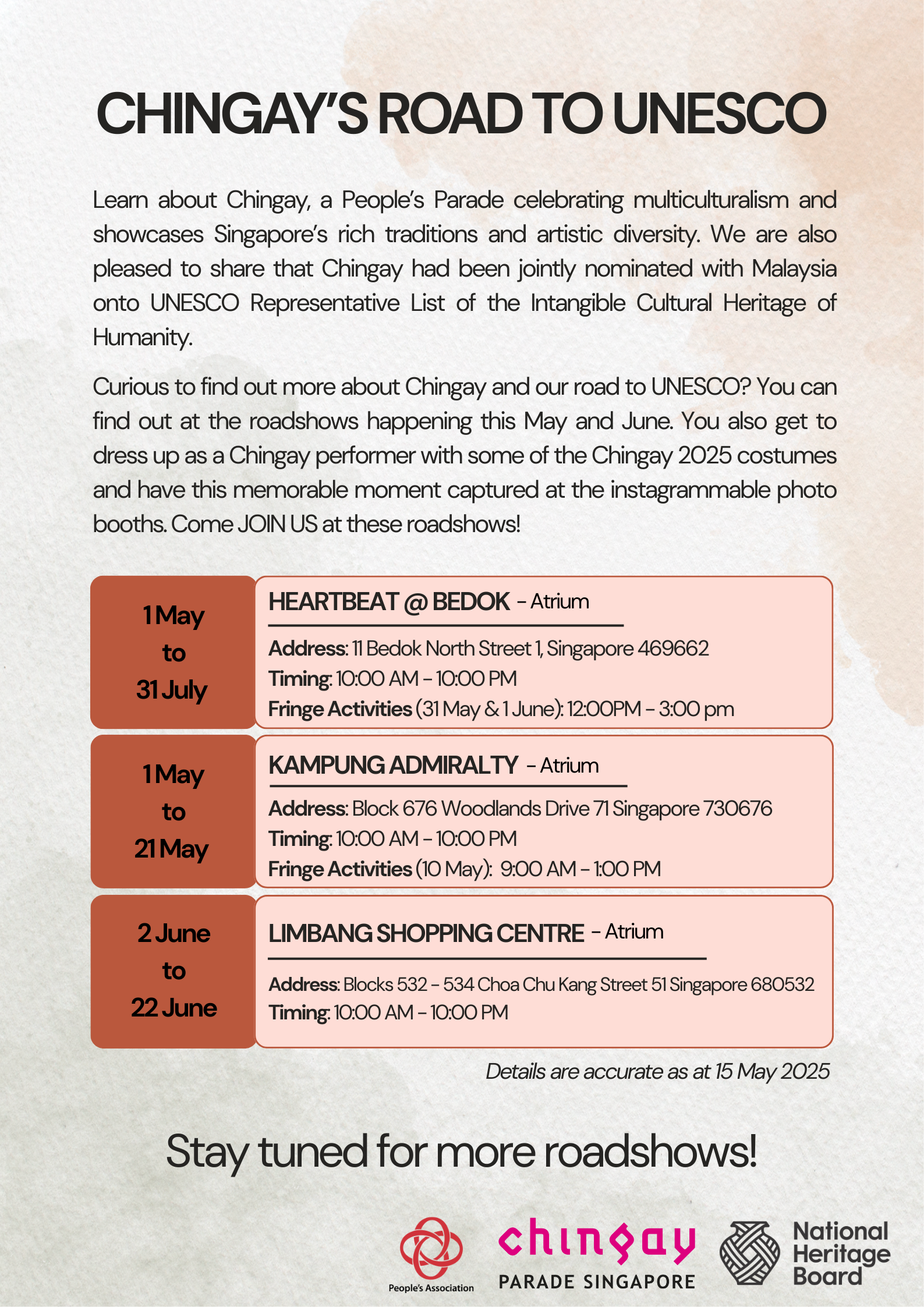 May and June Roadshows